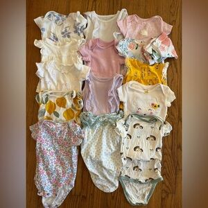 16 pc lot of baby girl 0-3 month onesies